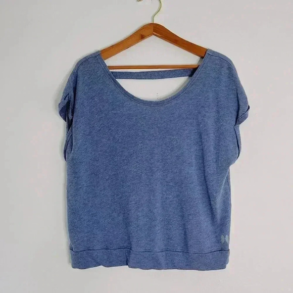 Victoria's Secret VS Blue Terrycloth Relaxed Fit Tee Open Back Loungewear Size L - Picture 1 of 6